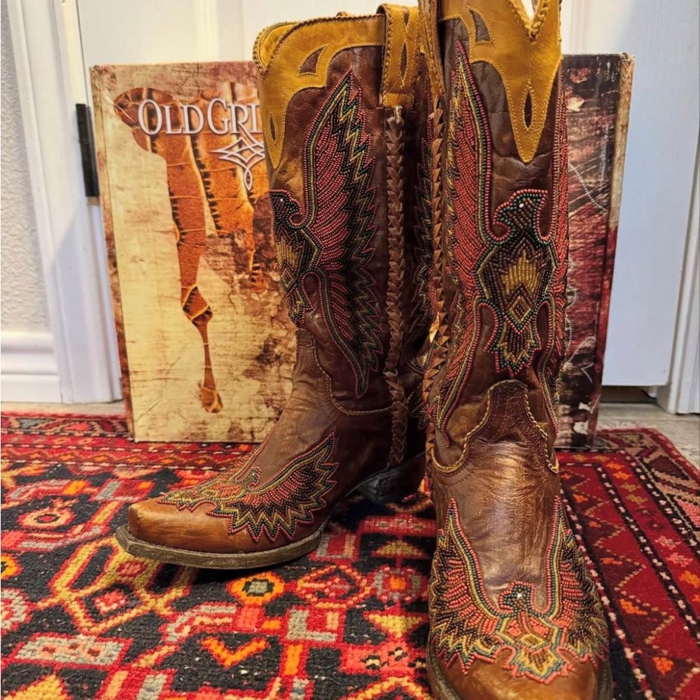 Old Gringo Embellished Eagle Chaquira Boots Size 7